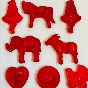 Unique Vintage Red Cookie Cutters Set
